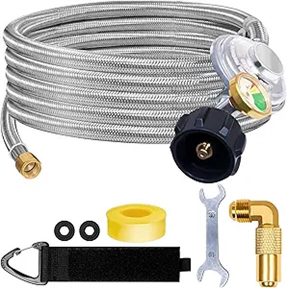 12FT Propane Regulator Hose with Gauge and Adapter