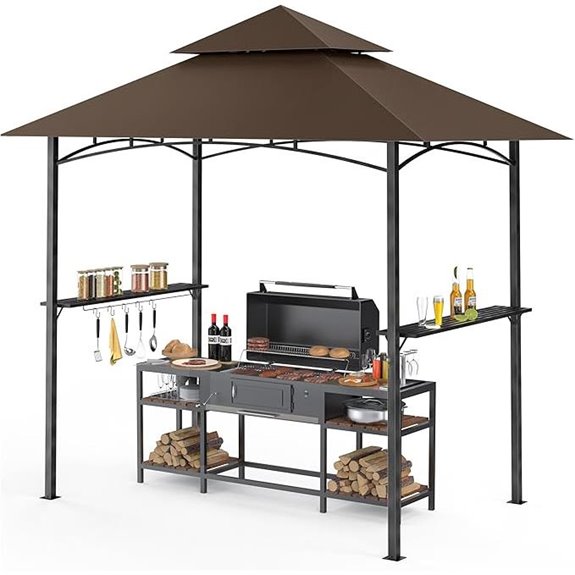 GVDV 8x5FT Grill Gazebo with Shelves