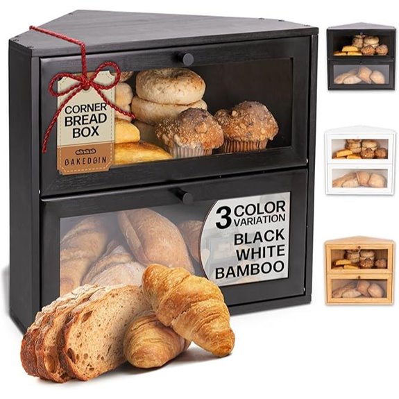 Corner Bread Box for Kitchen Countertop - Airtight Design