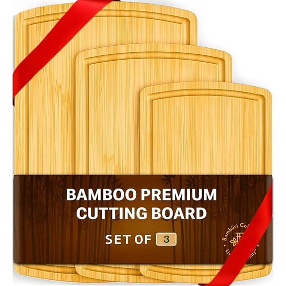 Bamboo Cutting Boards with Juice Groove and Handles