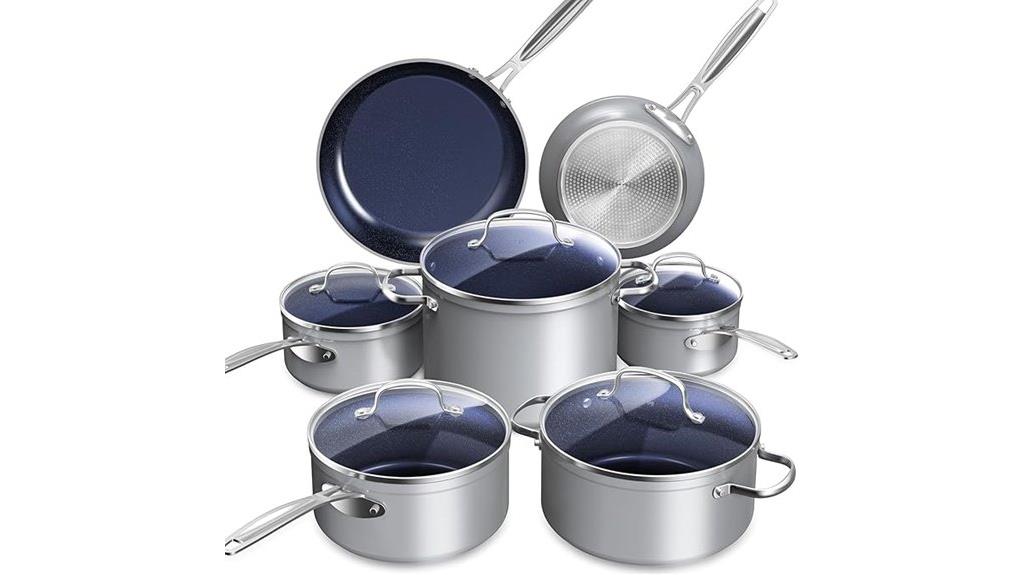 blue ceramic cookware set
