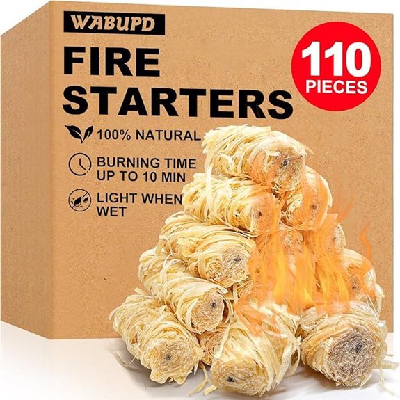 110 Pcs Natural Fire Starters for Fireplace and Grill