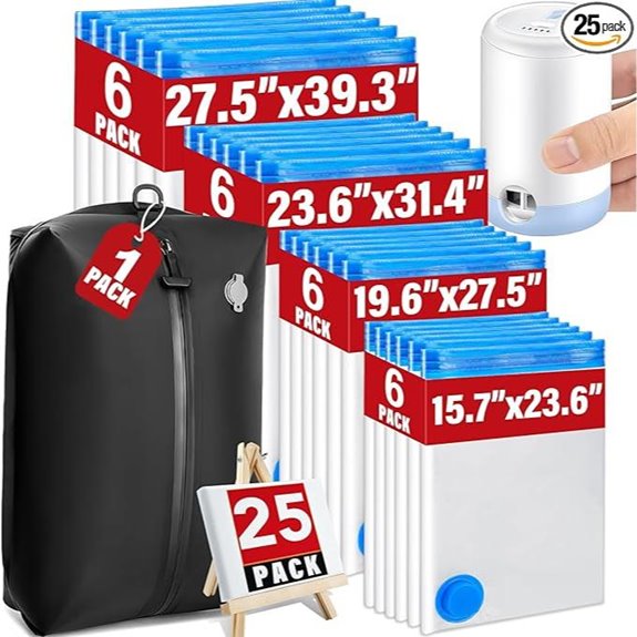 25 Pack Vacuum Storage Bags with Wireless Pump