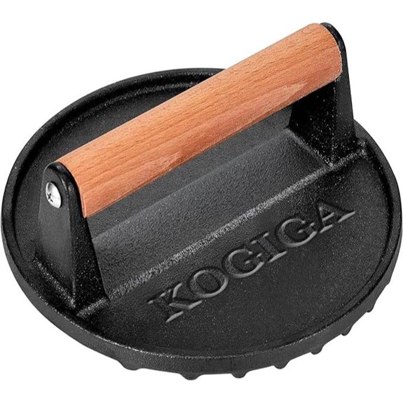 Cast Iron Smash Burger Press with Beechwood Handle