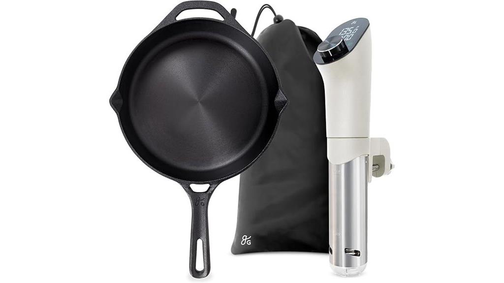 cast iron skillet with sous vide