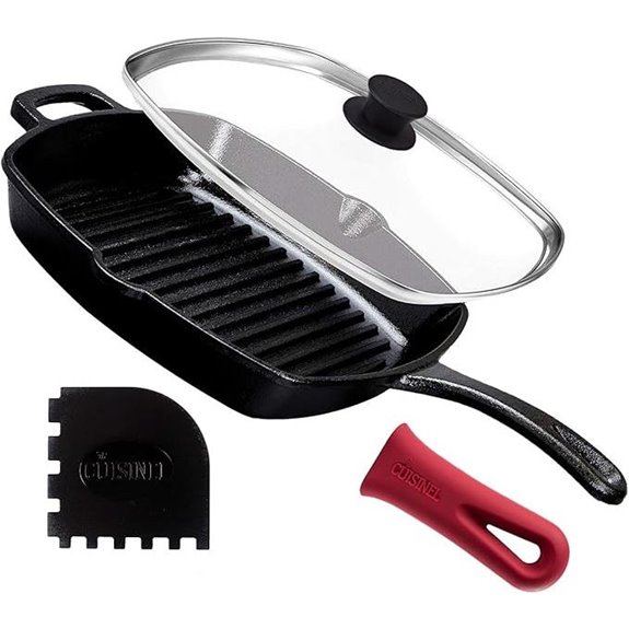 Cuisinel 10.5 Cast Iron Square Grill Pan Set