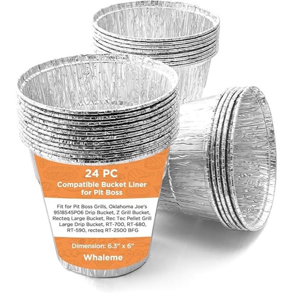 Disposable Foil Liners for Grill Drip Buckets (24 Pack)