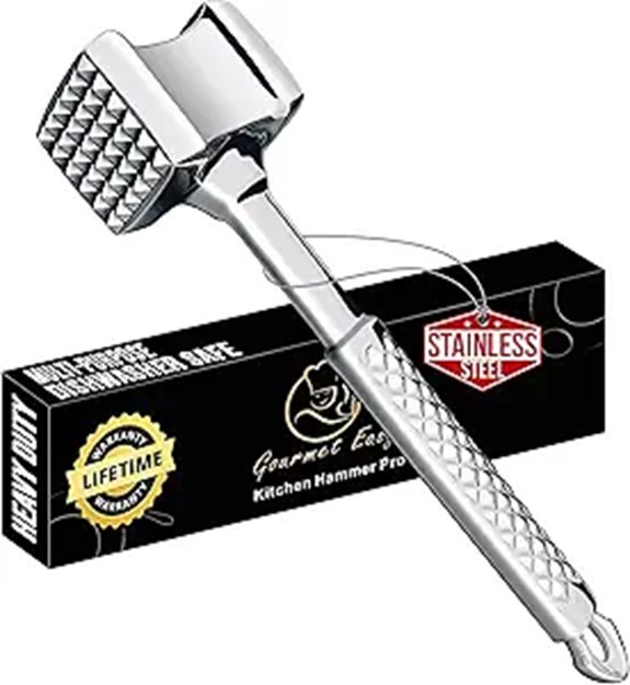 Stainless Steel Meat Tenderizer with Non-Slip Grip