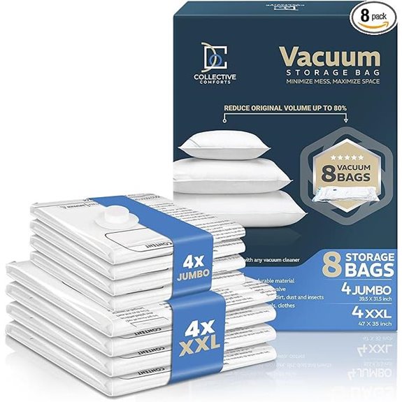 8 Pack Vacuum Storage Bags for Bedding and Clothing