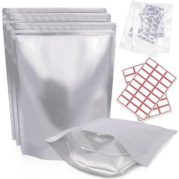 30PCS Mylar Bags for Food Storage with Oxygen Absorbers