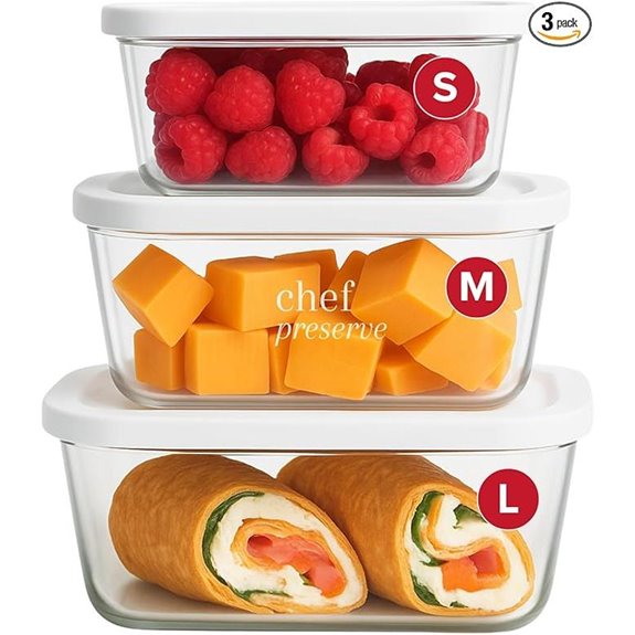 Chef Preserve Glass Vacuum Seal Containers Set (3pcs)