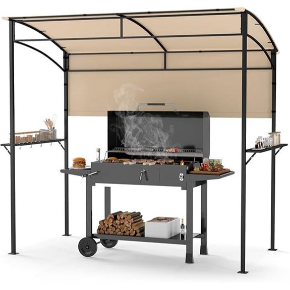 Outdoor Grill Gazebo with Shelves and Sidewall