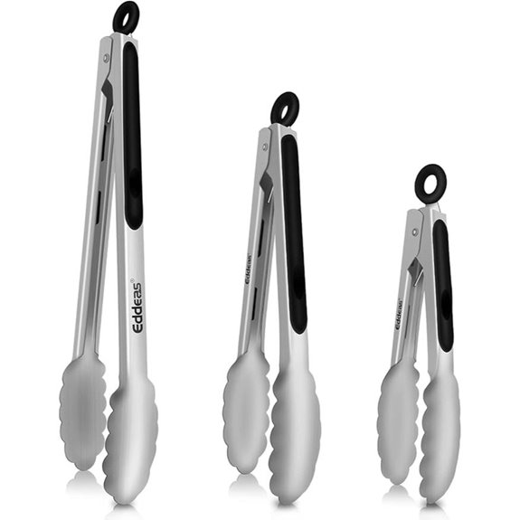 Heat-Resistant Stainless Steel Cooking Tongs Set of 3