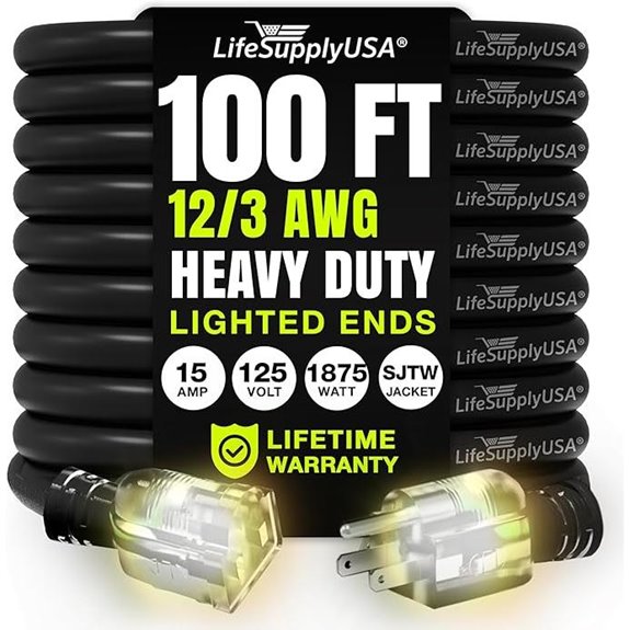 100ft Heavy Duty Waterproof Extension Cord
