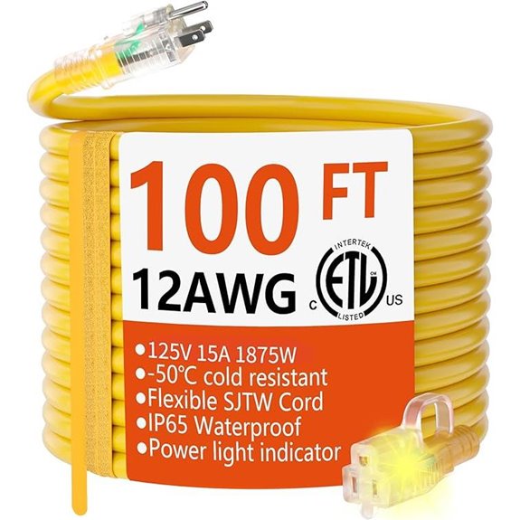 Heavy Duty 100ft Waterproof Outdoor Extension Cord