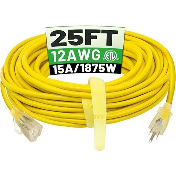 POWGRN 25ft Heavy Duty Waterproof Extension Cord