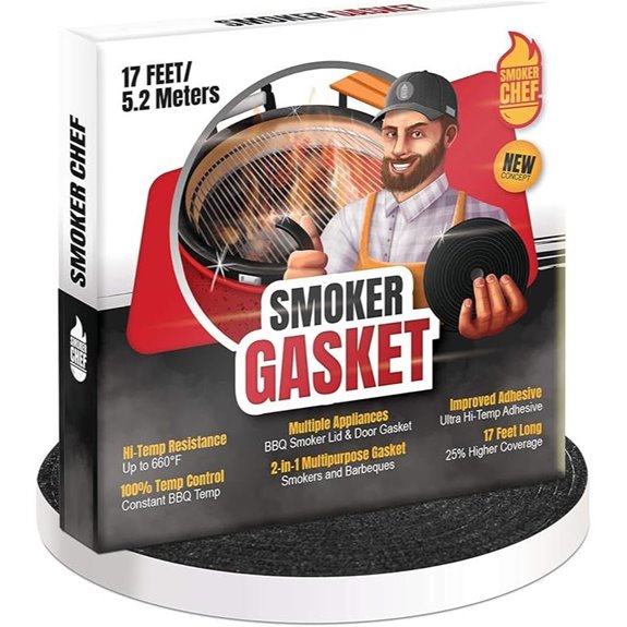 High Temp Smoker Gasket 17ft Self-Stick Black Tape