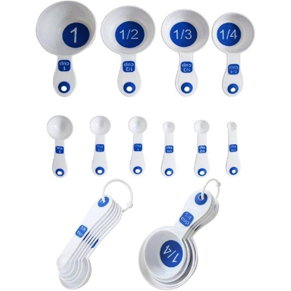 Set of 10 Piece Measuring Spoons and Measuring Cups (White & Blue)