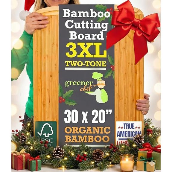 30x20 Organic Bamboo Cutting Board with Lifetime Replacements