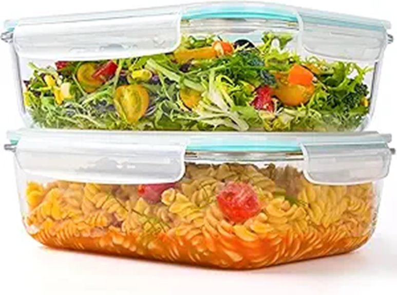 2-Pack Large Glass Food Storage Containers with Lids