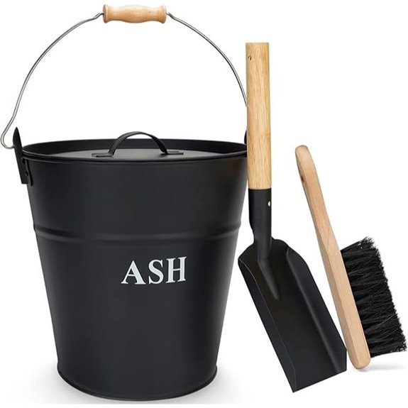 Ash Bucket with Lid Shovel Broom - 3.5-Gallon Metal Ash Can