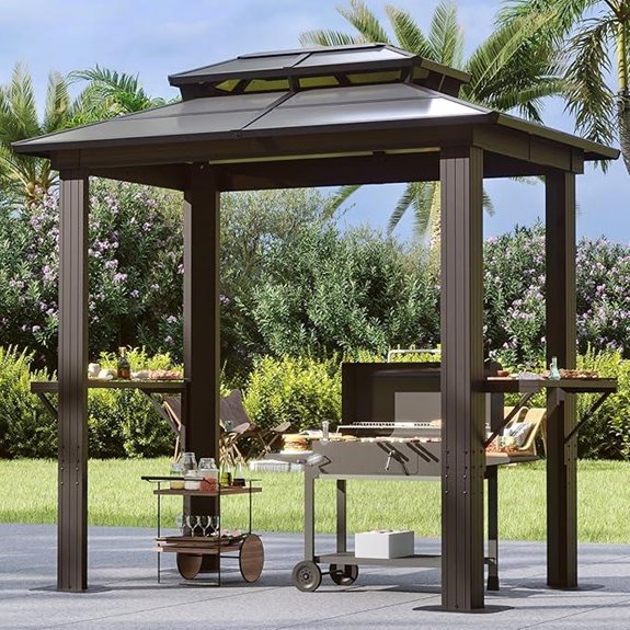 Aoxun 8x5ft Outdoor Grill Gazebo with Shelves