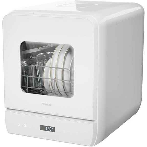 Hermitlux Portable Countertop Dishwasher with 6 Wash Programs
