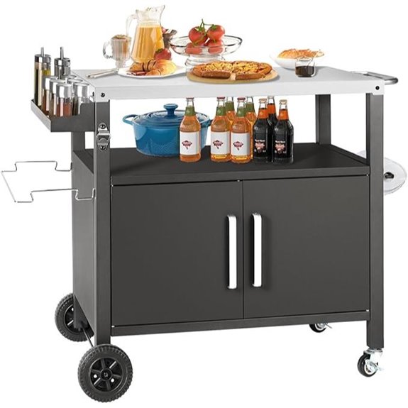 Movable Outdoor Grill Cart with Storage and Prep Surface