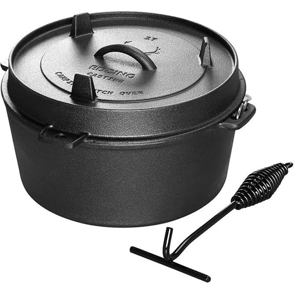 Pre-Seasoned 6 Quart Cast Iron Camping Dutch Oven