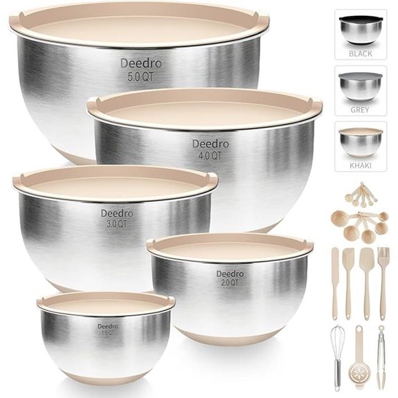 Deedro Premium Mixing Bowls Set with Airtight Lids