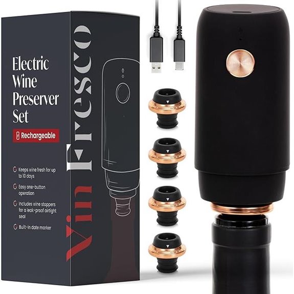 Electric Wine Preserver with Rechargeable Vacuum Saver
