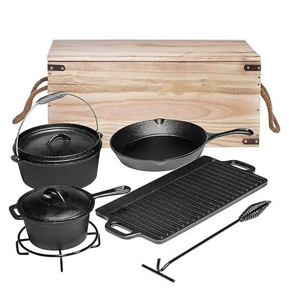 Bruntmor 7-Piece Cast Iron Camping Cookware Set