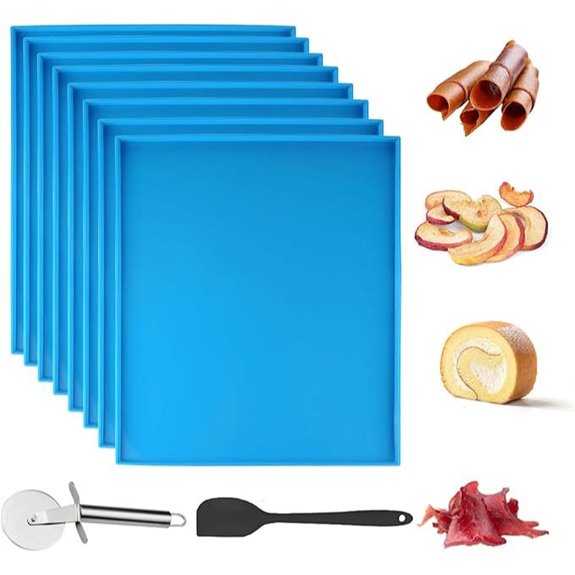 8PCS Silicone Dehydrator Trays with Cutter Wheel