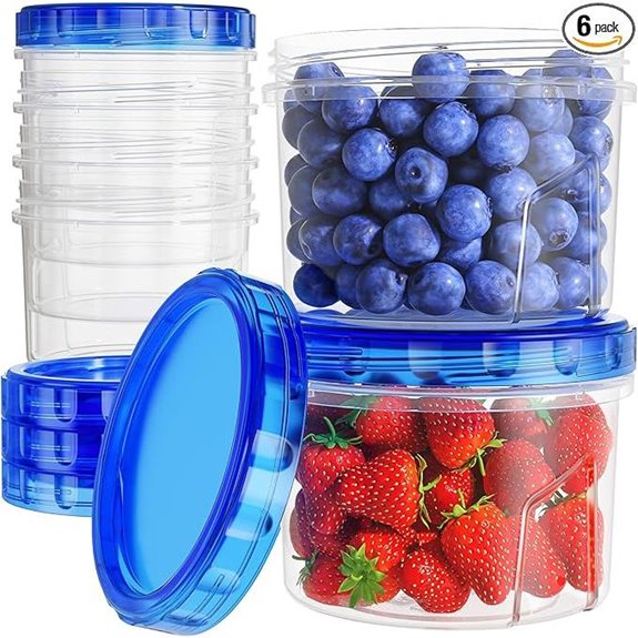 6 Pack Airtight Freezer Storage Containers 16 Oz