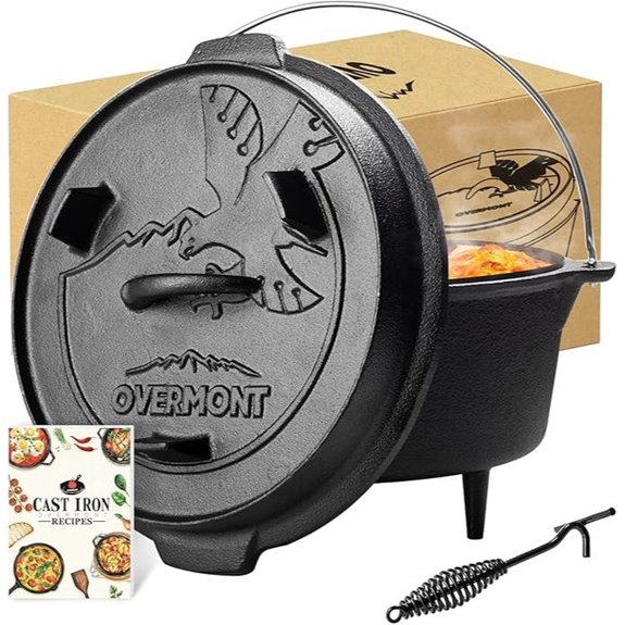 Overmont 6QT Cast Iron Dutch Oven with Lid