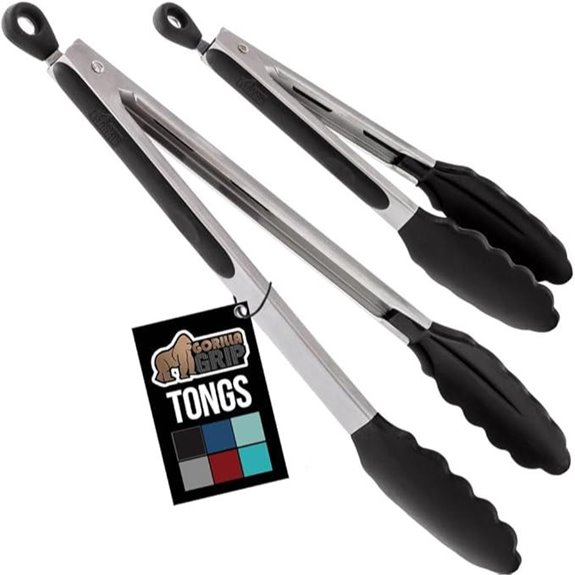 Gorilla Grip Stainless Steel Heat-Resistant Kitchen Tongs (Set of 2)