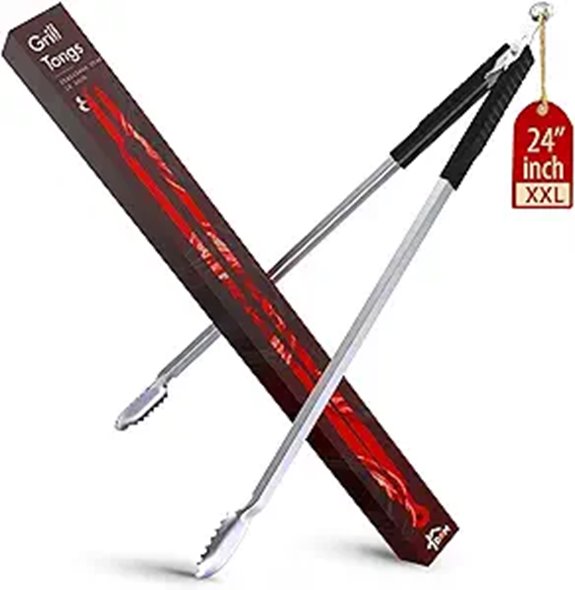 24-inch Stainless Steel BBQ Tongs with Locking Mechanism