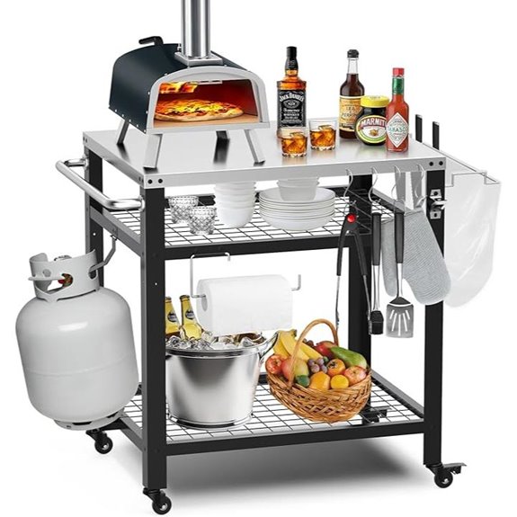 Stainless Steel Outdoor Pizza Oven Table with Wheels