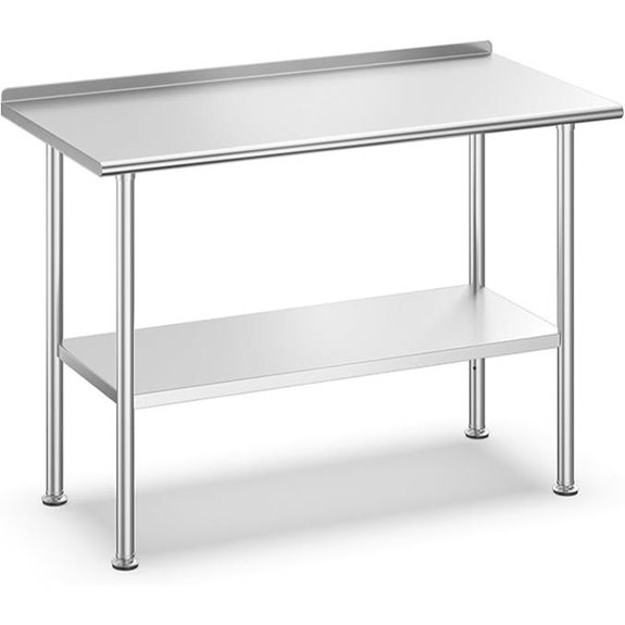 All-Stainless Steel Prep Table with Backsplash