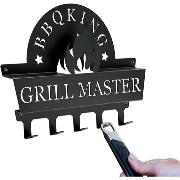 Wall Mount BBQ Utensil Holder with 5 Hooks