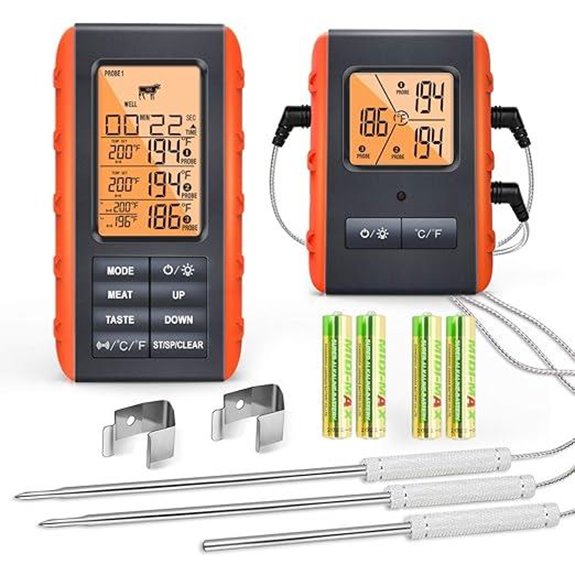 Wireless Meat Thermometer with 3 Probes for Grilling