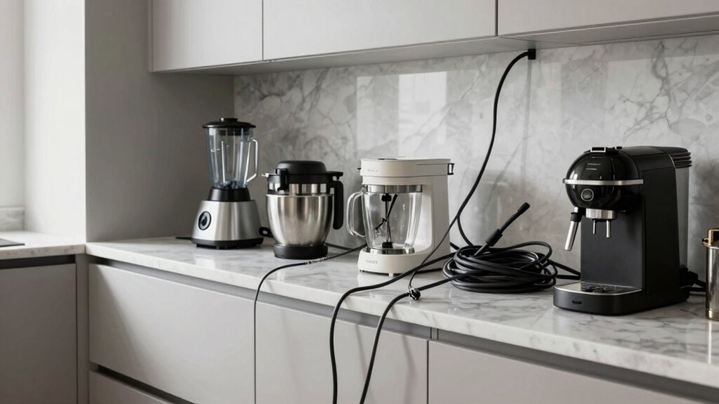 elevated kitchen cord organization