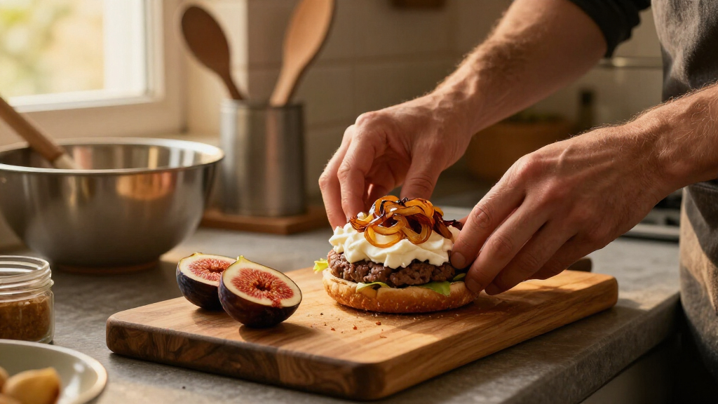 Hamburger Con Fichi, Stracciatella E Cipolle Caramellate