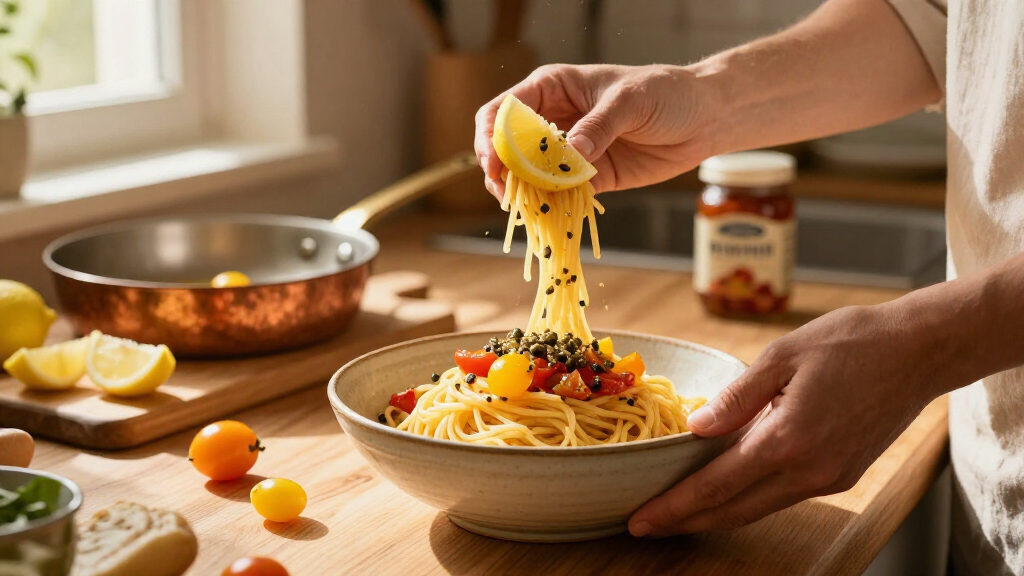 Spaghetti Con Colatura Di Alici, ’Nduja, Limone E Pomodorini Gialli
