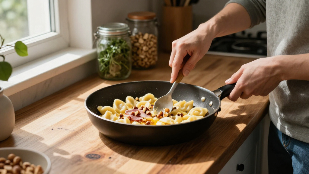 Gnocchi Di Erbette Al Burro, Speck E Nocciole