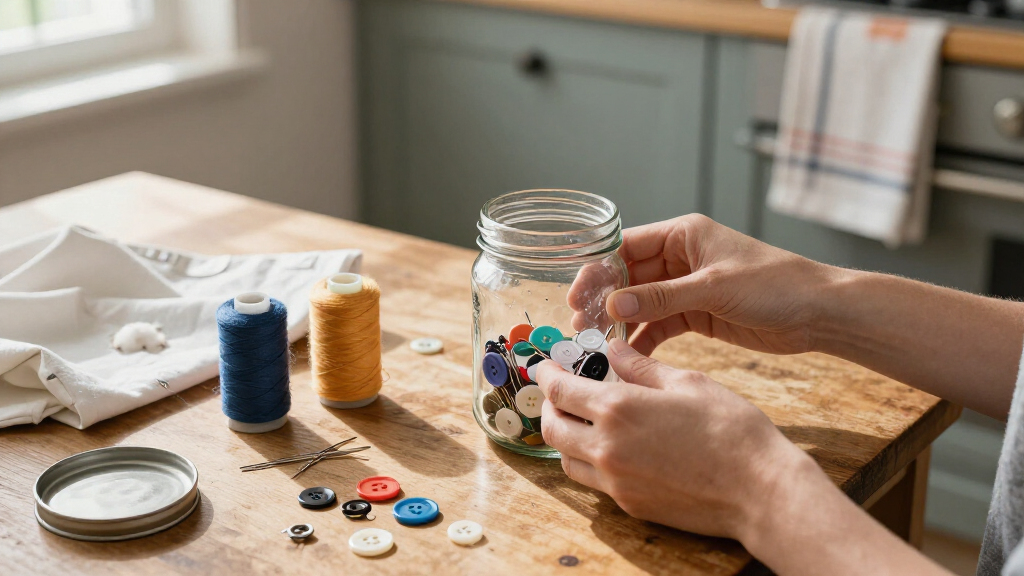 Savvy Upcyclers Transform Old Glass Jars Into A Sewing Kit With An Impressive DIY